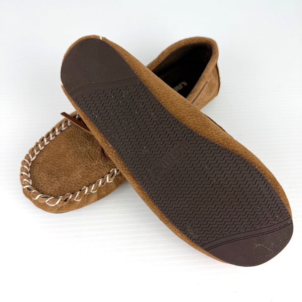 Lamo Womens Moccasin Slippers Chestnut Brown Suede Whipstitch Size 9.5 Comfort - Picture 11 of 13